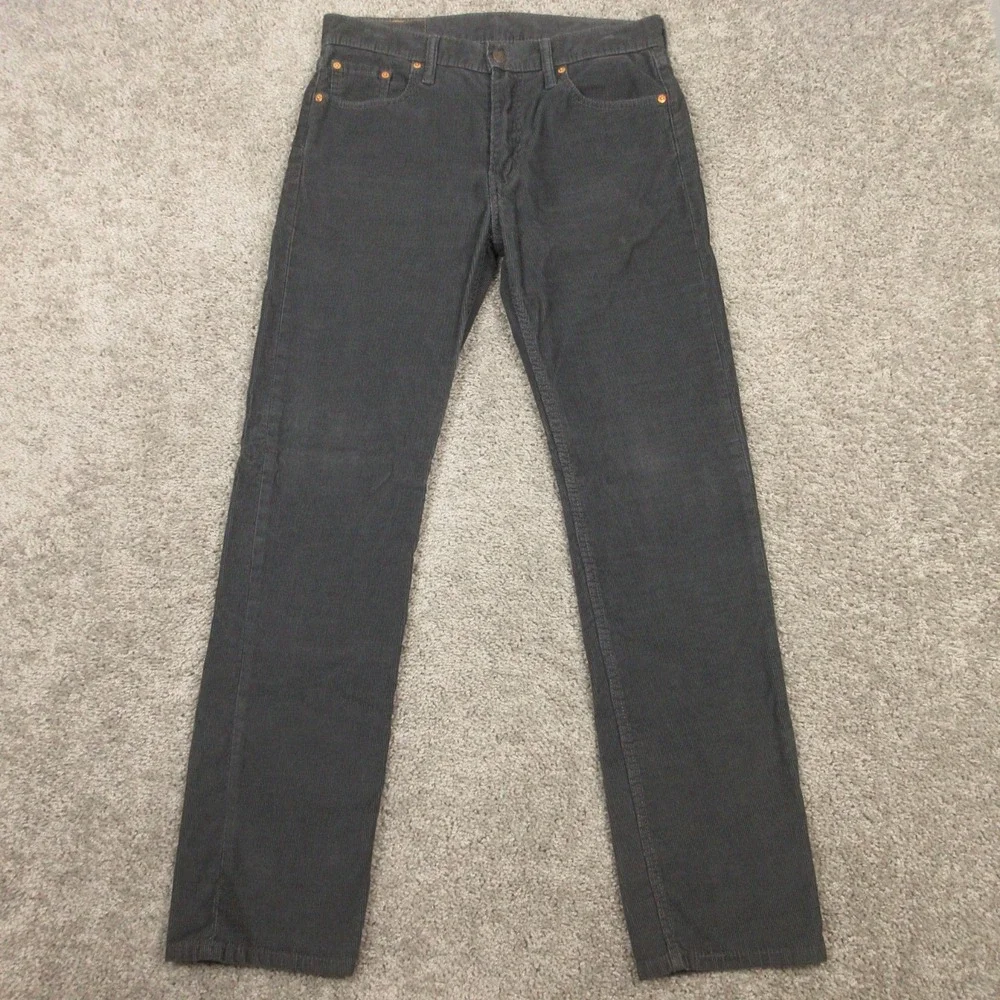 Levis Pants Mens 30x32 Charcoal 513 Slim Straight Corduroy 5 Pocket Chinos